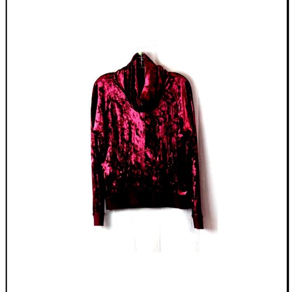 New Rare & Unique Velour Women's Cowl Neck Burgundy Sweater